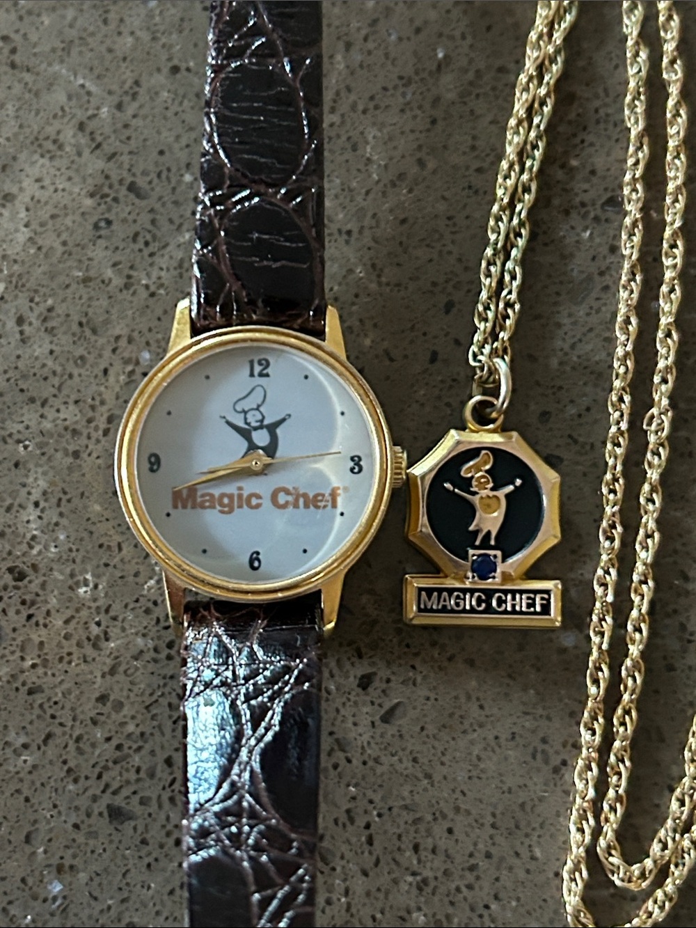 Vintage 1980s Magic Chef Watch & Jostens 10K Gold Filled Milestone Necklace set